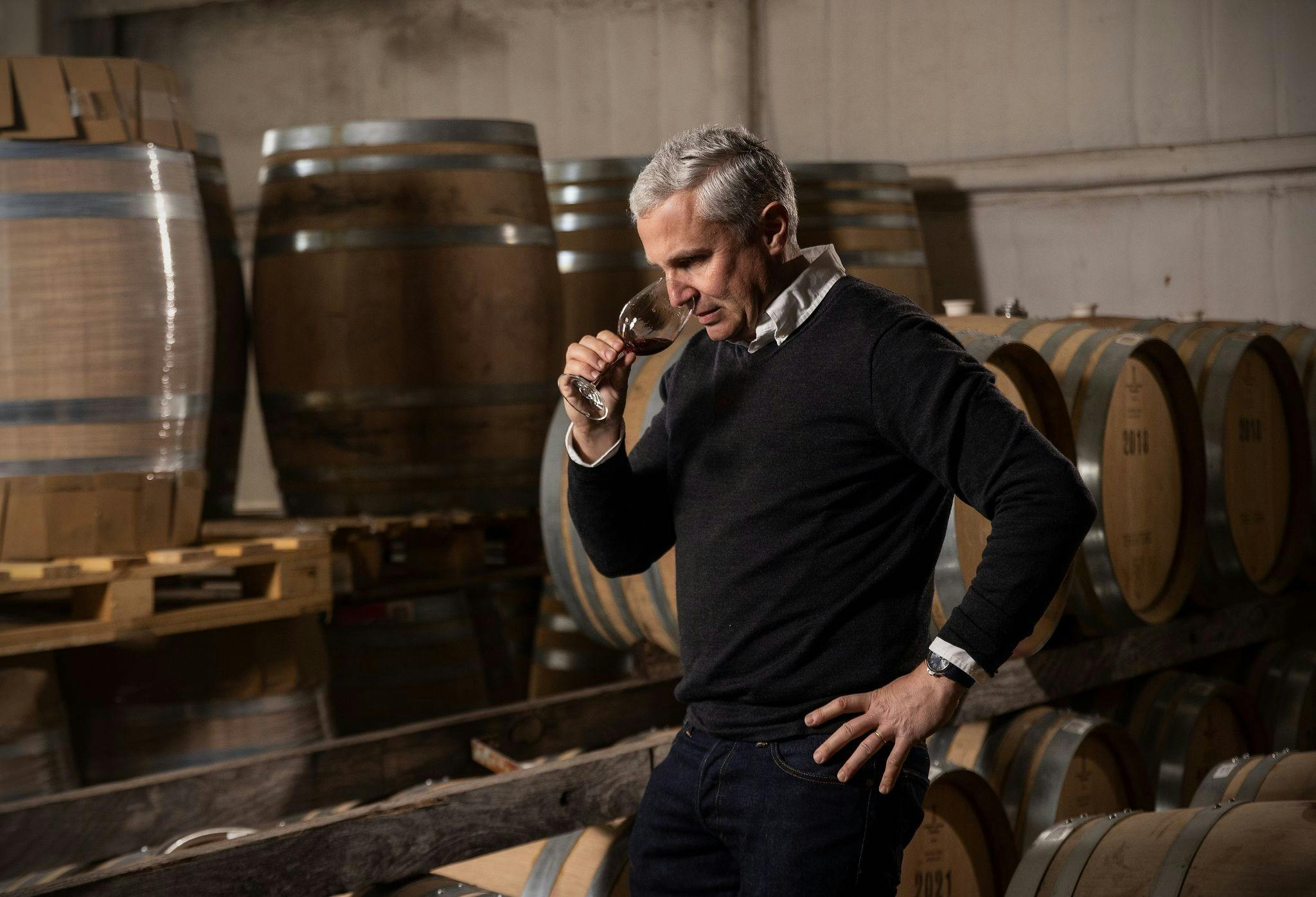 Xavier Bizot in the cellar