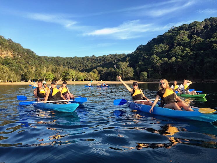 Kayaking on Pittwater with friends.