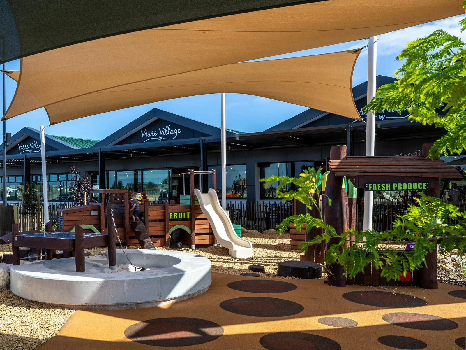 Childrens outdoor nature playground at Vasse Village by Bunbury Farmers Market