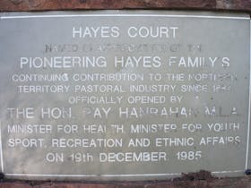 Tribute plaque to Hayes family
