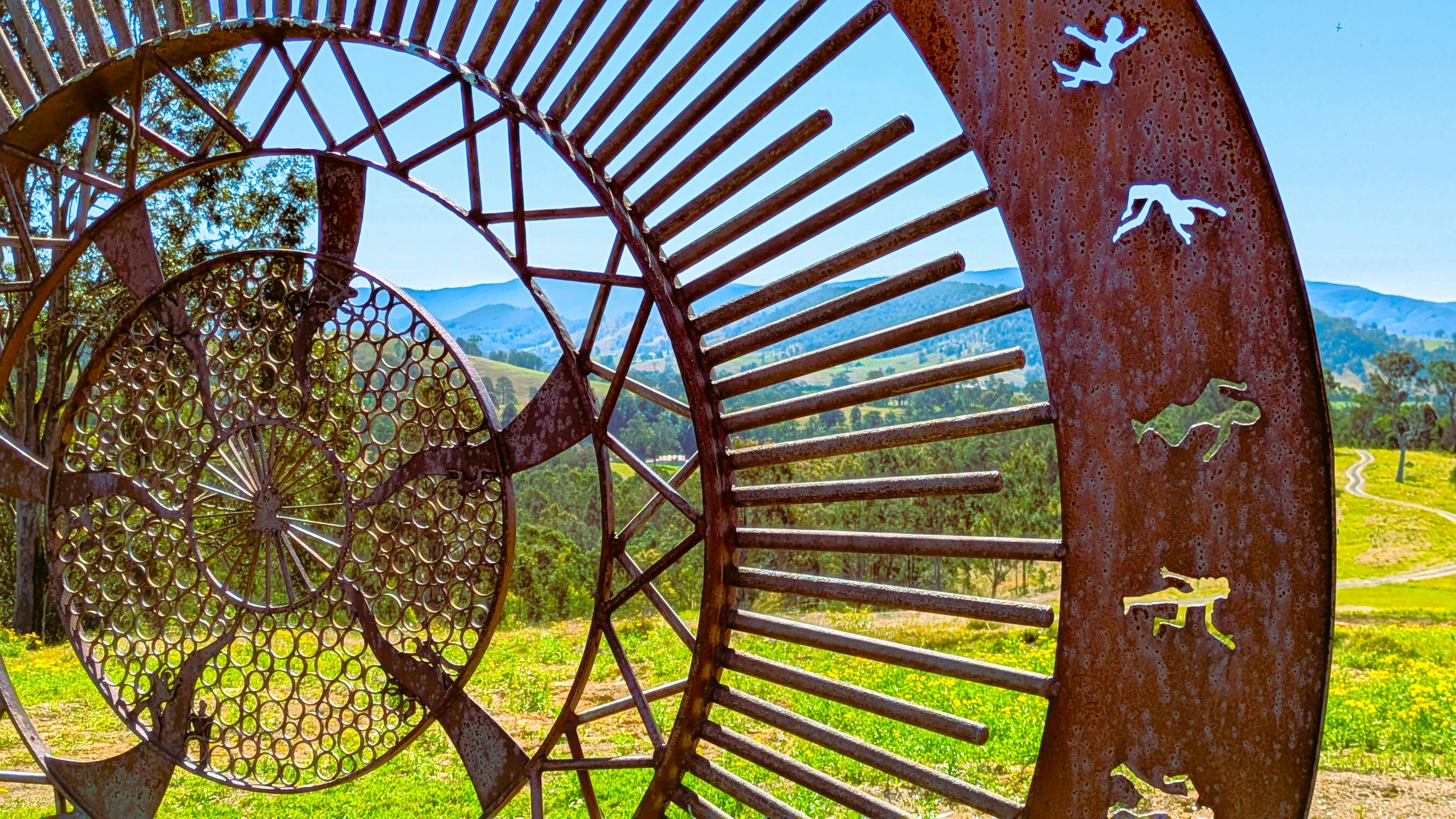 Centred Wheel sculpture by Sam Anderson