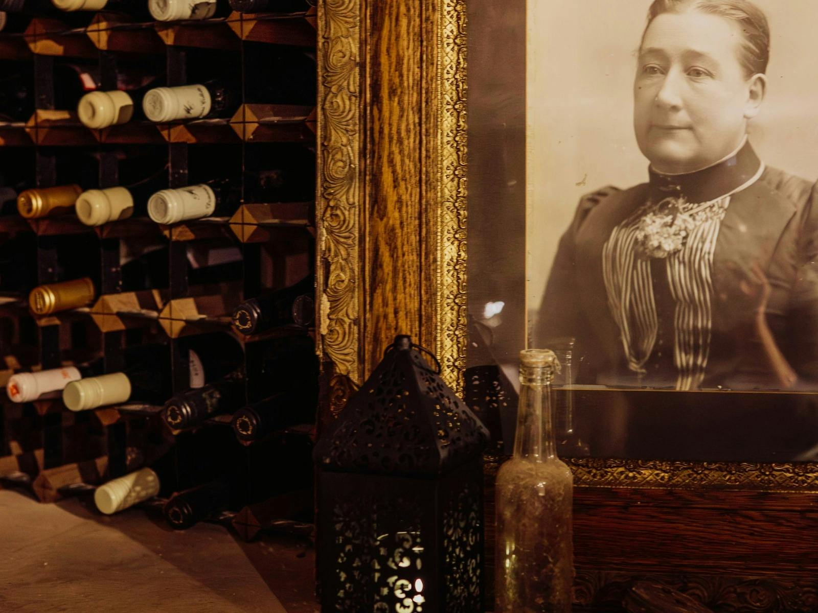 An old Photo of Elizabeth Buscombe ion the cellar