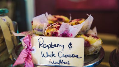 Raspberry and White Chocolate Muffin at the Long Track Pantry, Jugiong