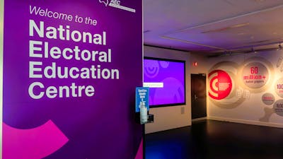 Welcome to the National Electoral Education Centre entrance sign