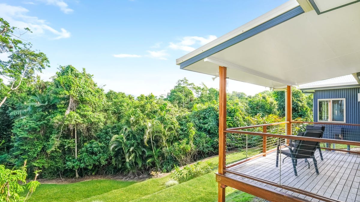 Balcony overlooking the mountains and rainforest Balcony overlooking the mountains and rainforest