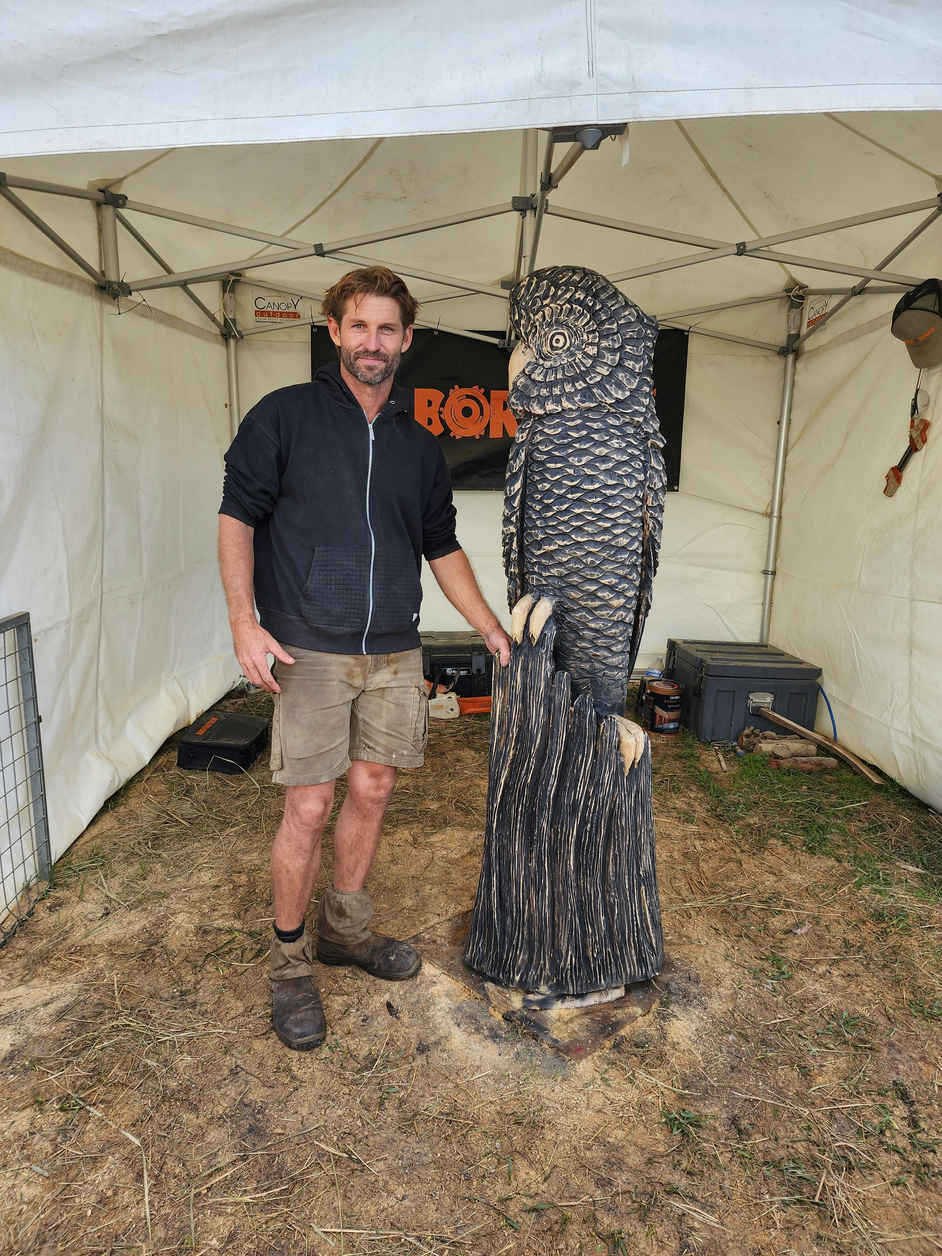 Wow. This was really made on site by this artist in front of the Maleny Wood Expo public