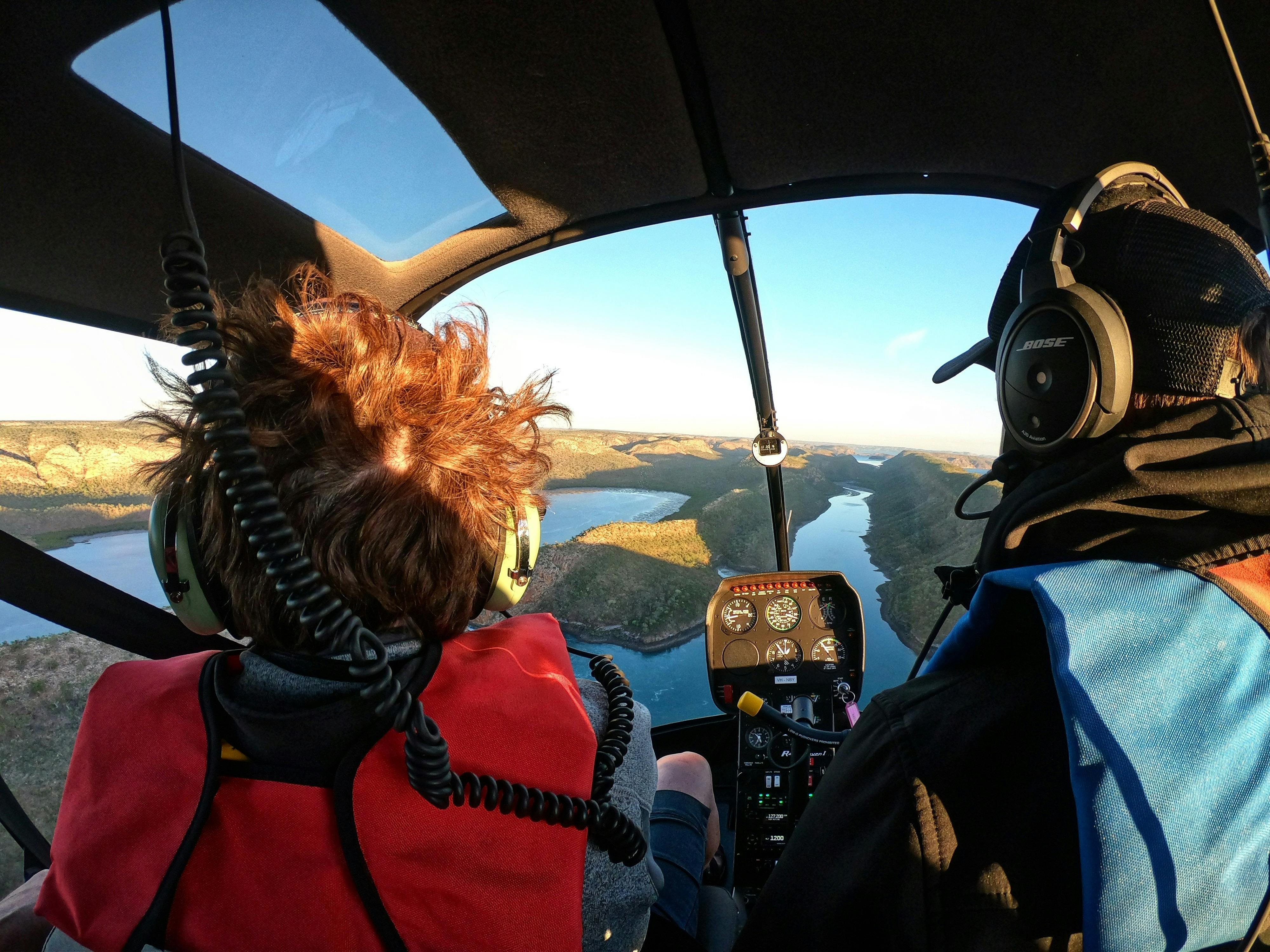 Helicopter over Horizontal Falls