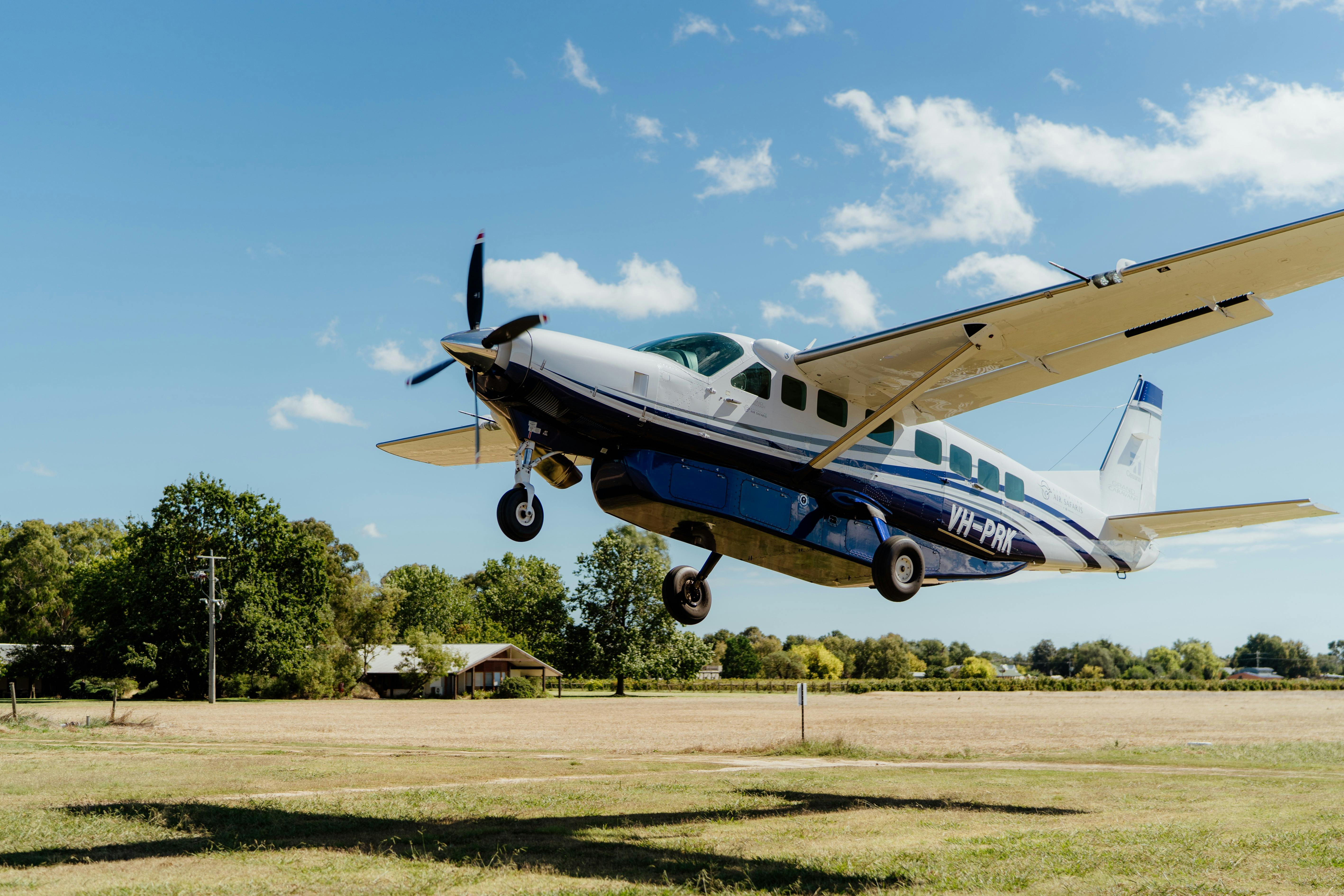 Milawa airstrip taking off