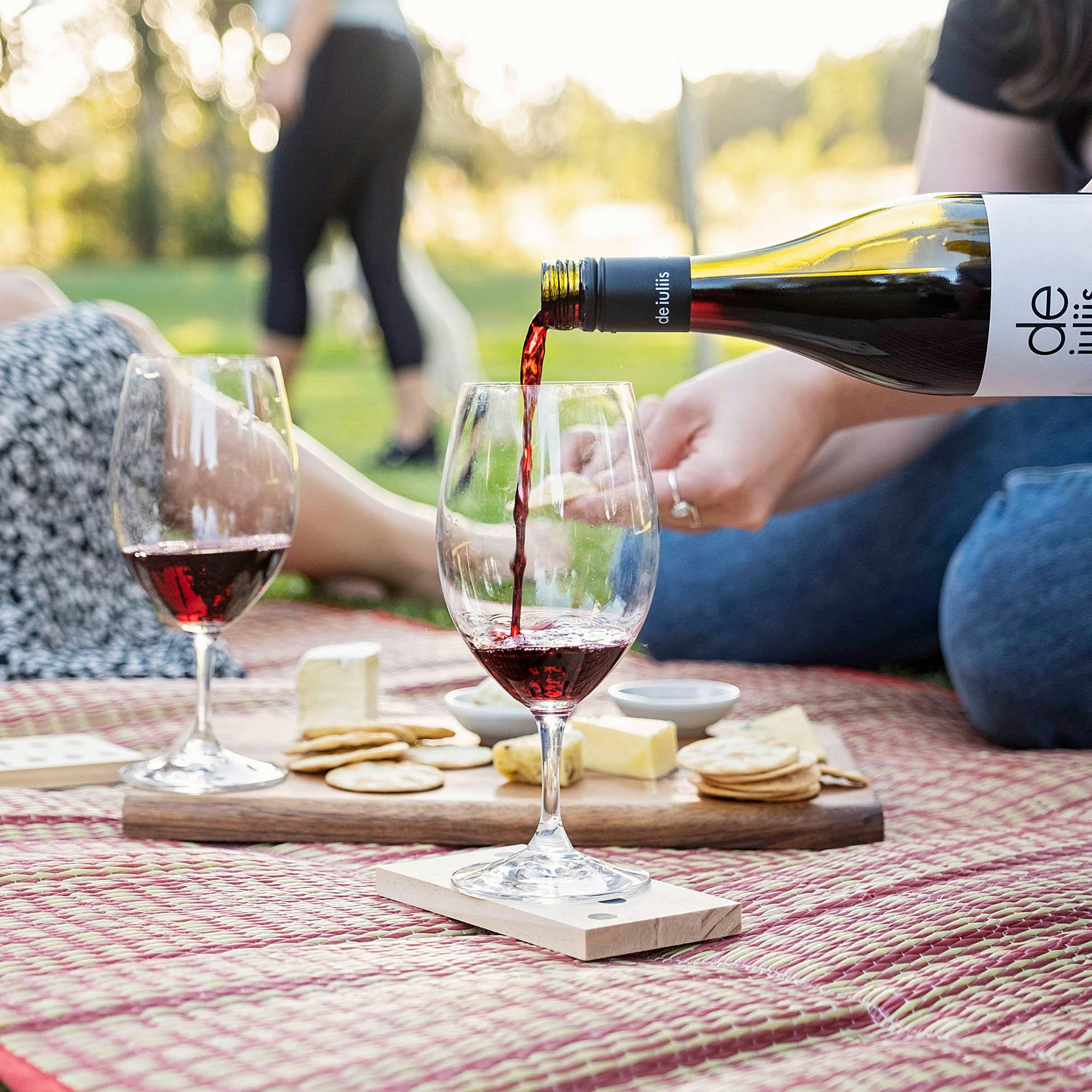 Enjoying a glass of De Iuliis Shiraz on the expansive grounds