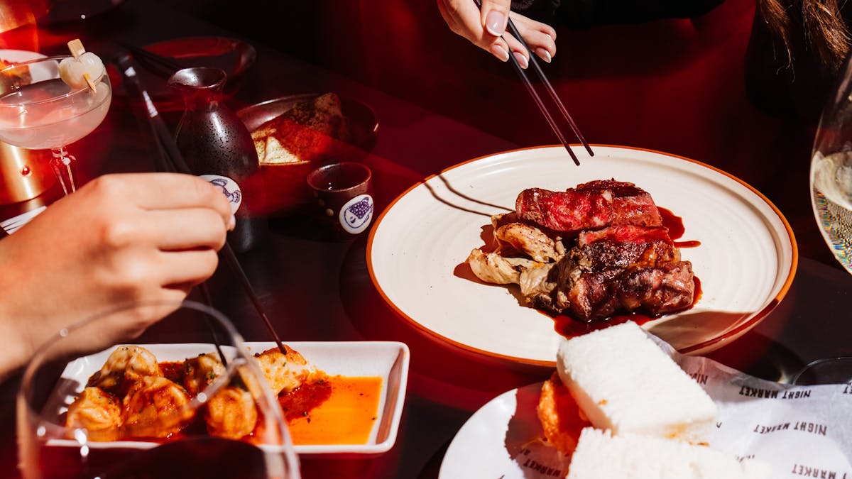 night market brisbane restaurant wagyu rump cap and steamed dumplings