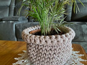 Crochet Basket with rolled top