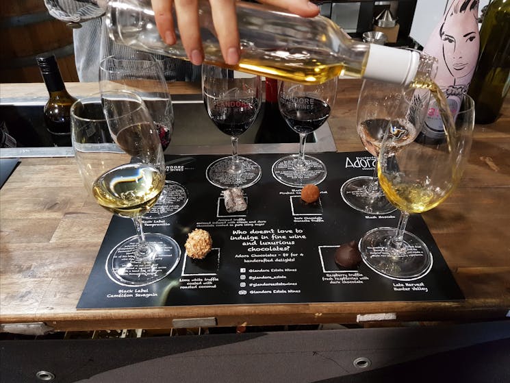 A chocolate and wine pairing experience is popular on a full day wine tour with Vintage Connections
