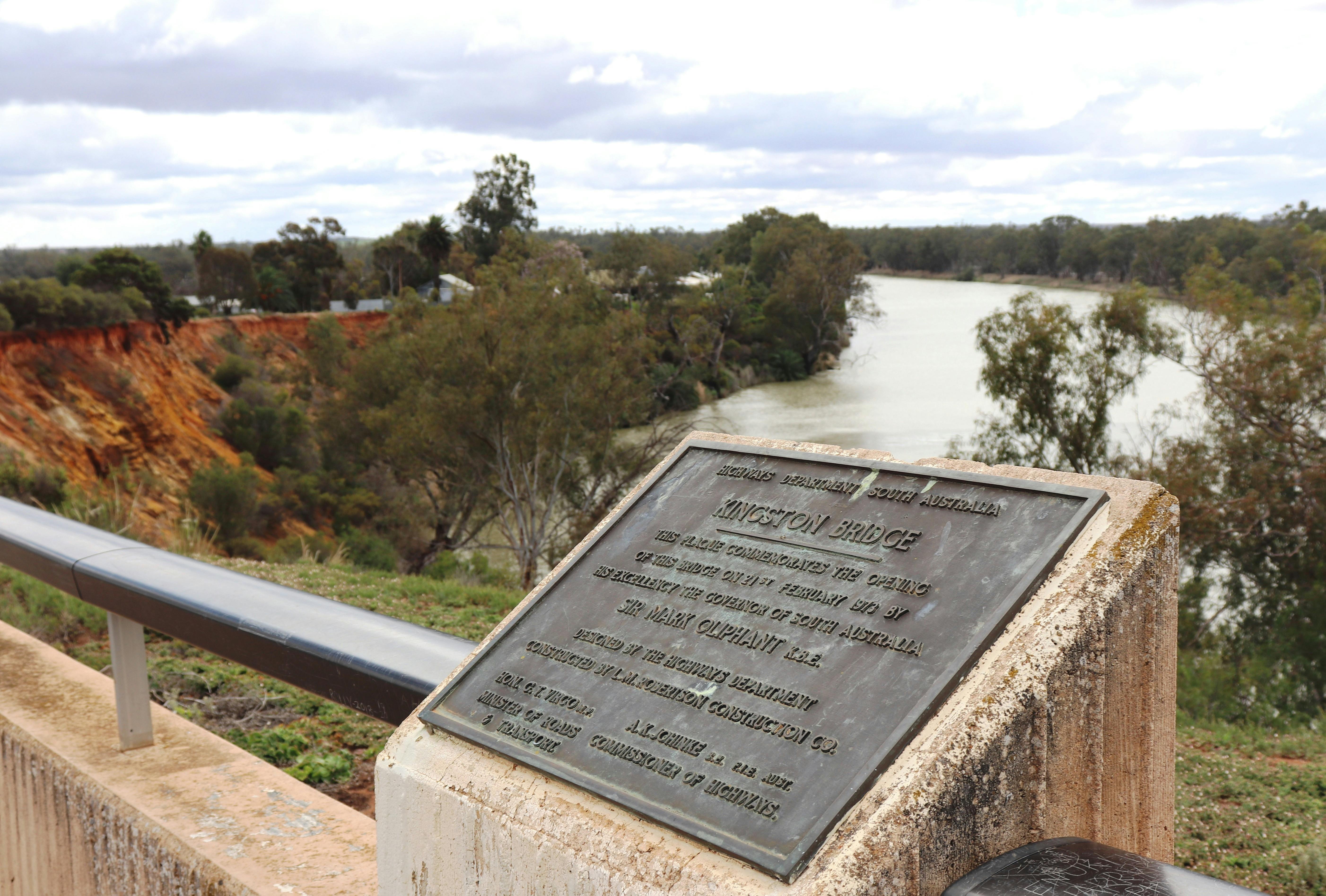 A plaque at the lookout to mark the opening of the bridge in 1973.