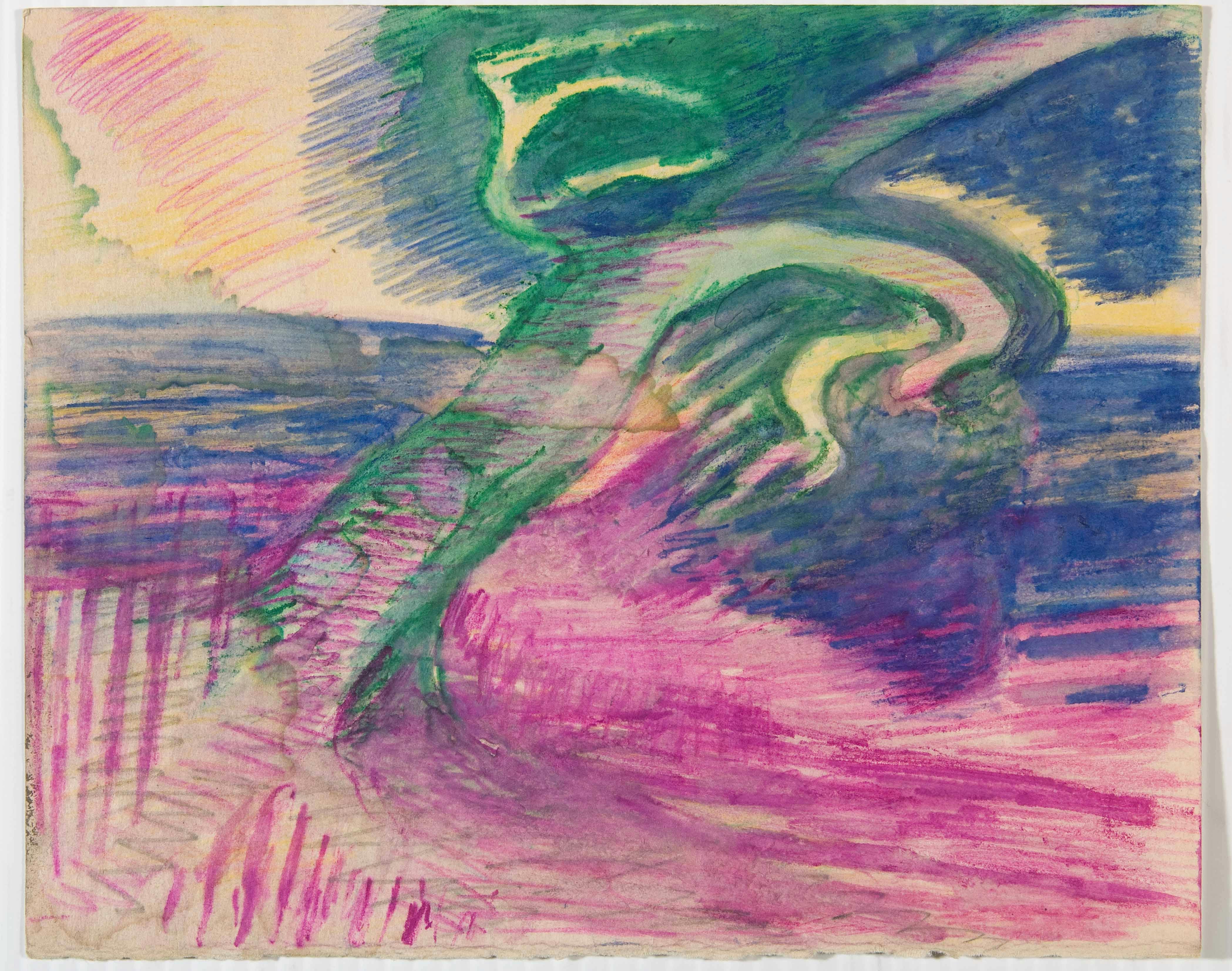 Merric Boyd, Tree, date unknown, watercolour, pencil & coloured pencil on paper. Bundanon Collection