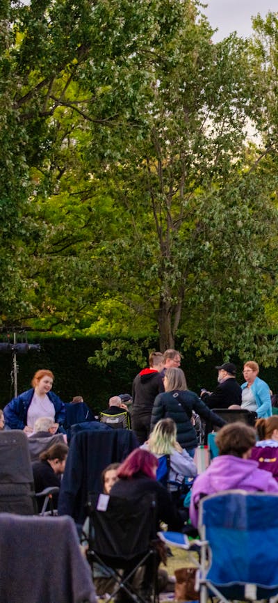 Crowd sitting in front of screen for Lights! Canberra! Action!