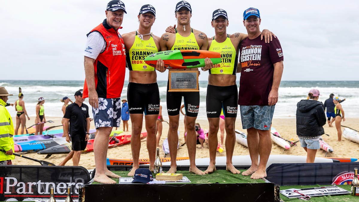 Shannon Eckstein and Earl Evans award the 2026 Ironman Podium