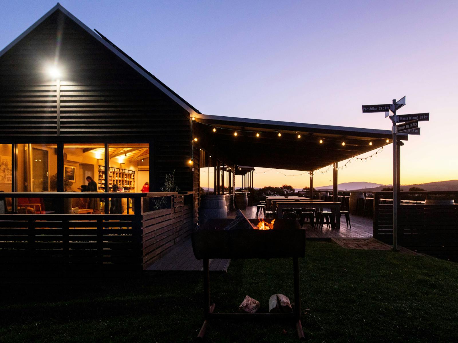 Bangor Vineyard Shed at sunset