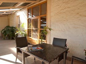 Outdoor eating area with BBQ