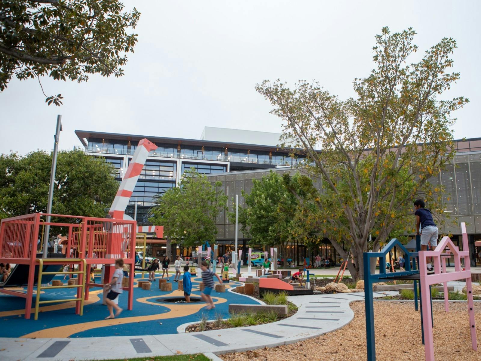 Walyalup Koort playground with children playing