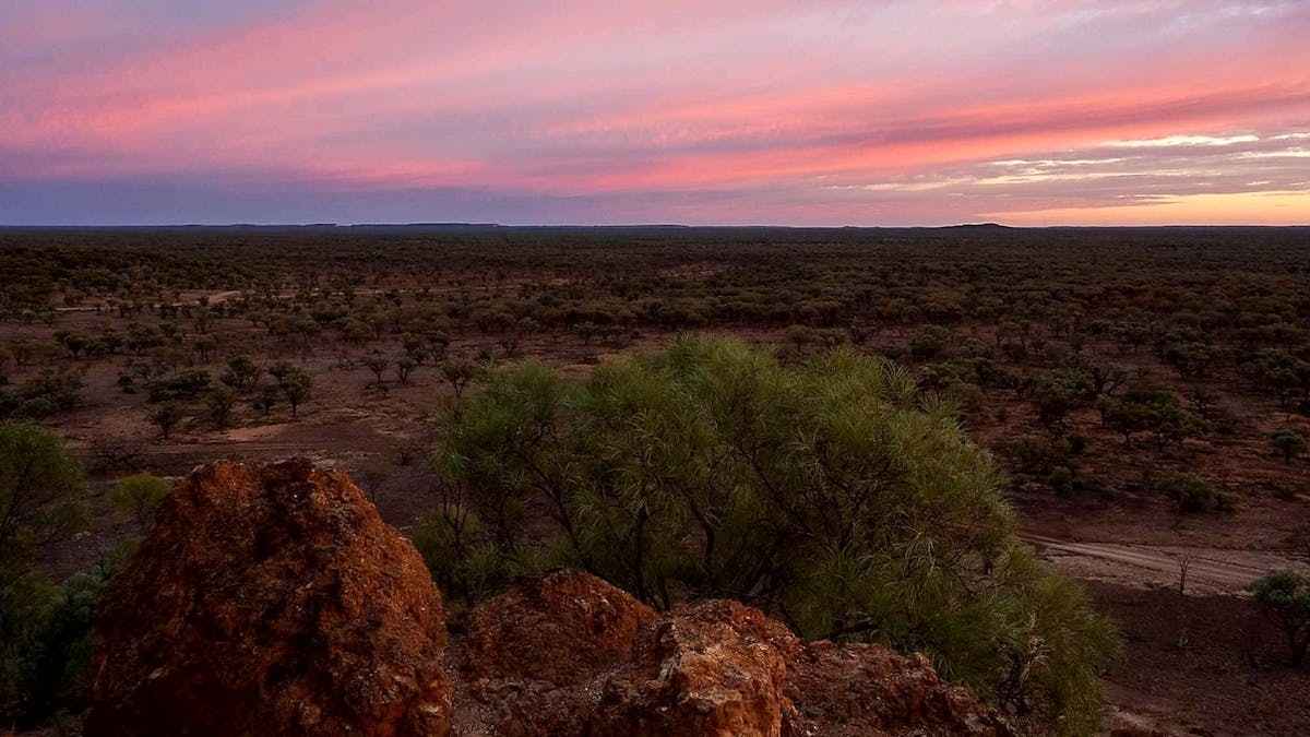 This photo shows a gorgeous outback sunset