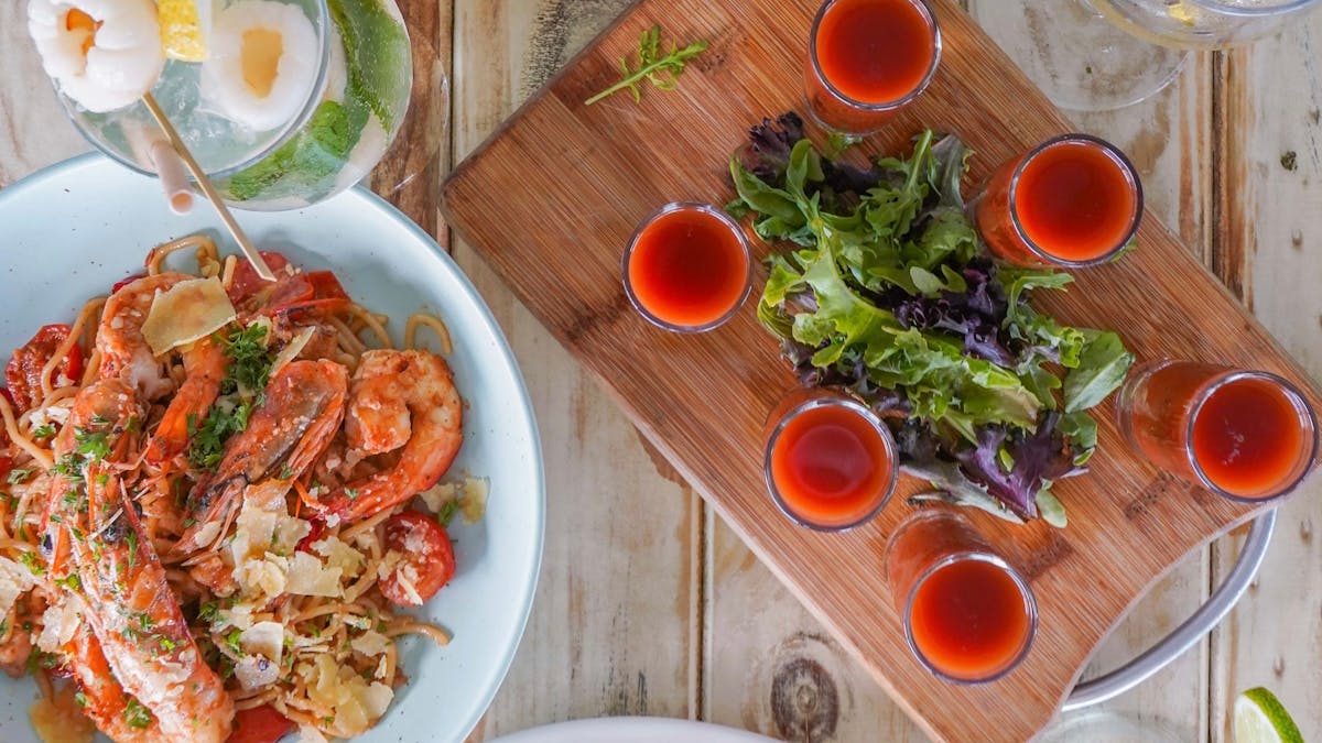 birds eye view of food at Sorrento Restaurant & Bar
