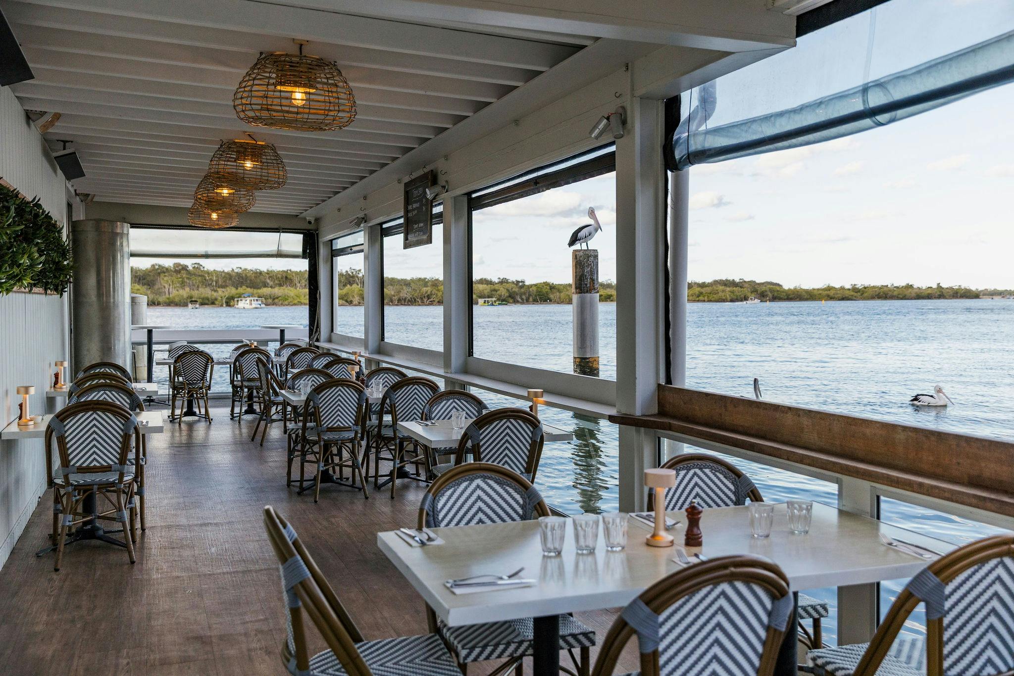 Dining on our Eastern Deck in the restaurant offers water views and pelicans