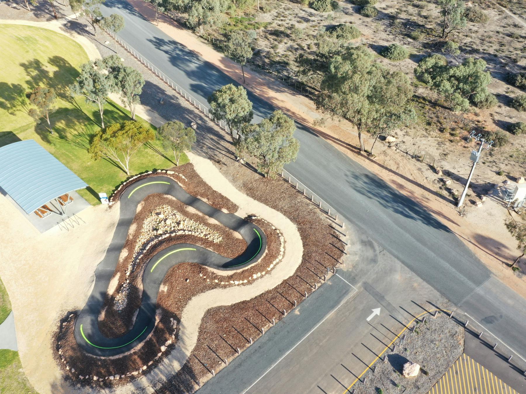 Overhead drone photo of Waikerie Pump Track