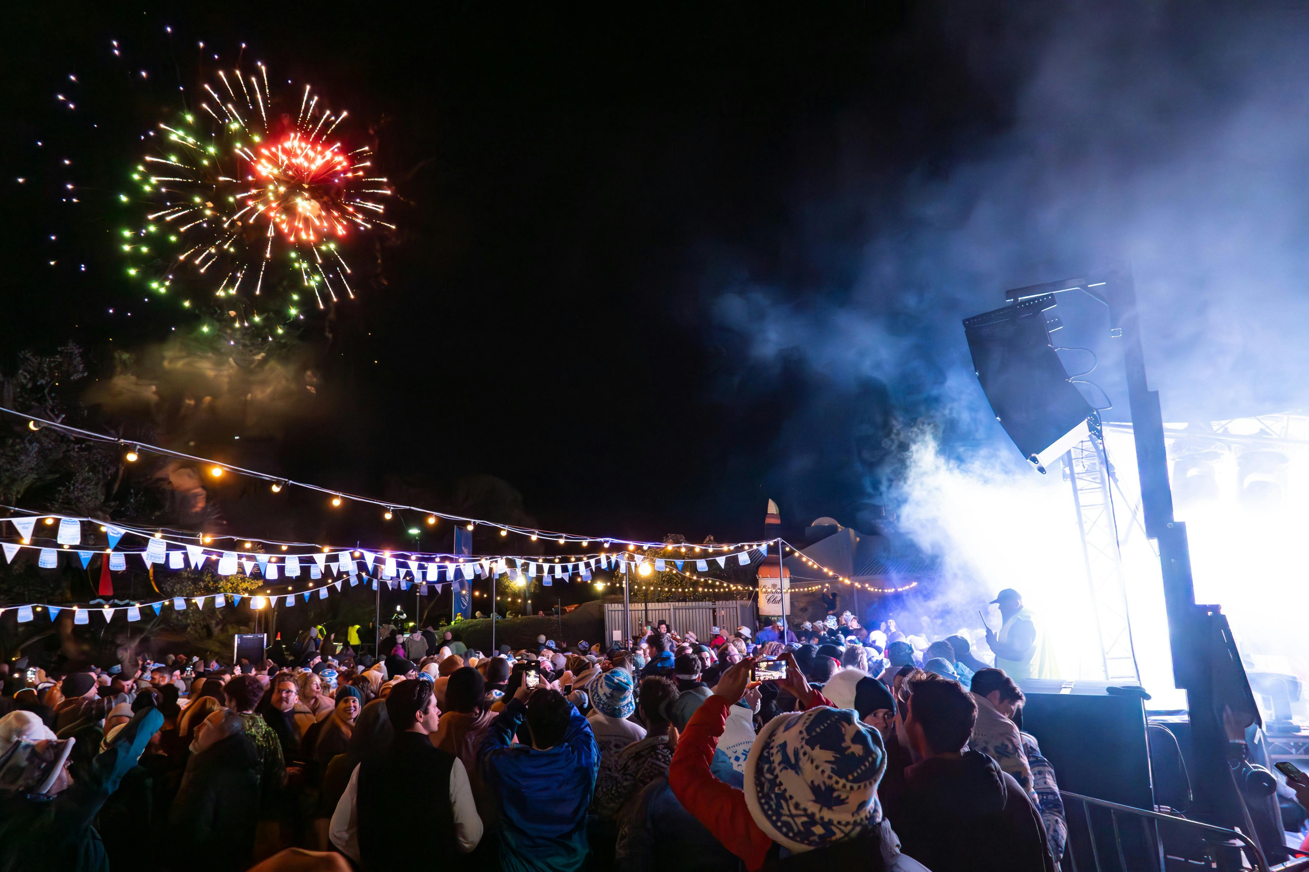 Fireworks going off over The Alpine Bar