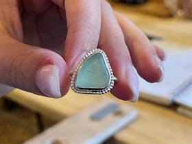 Seaglass ring made at Swales Silver jewellery making workshop