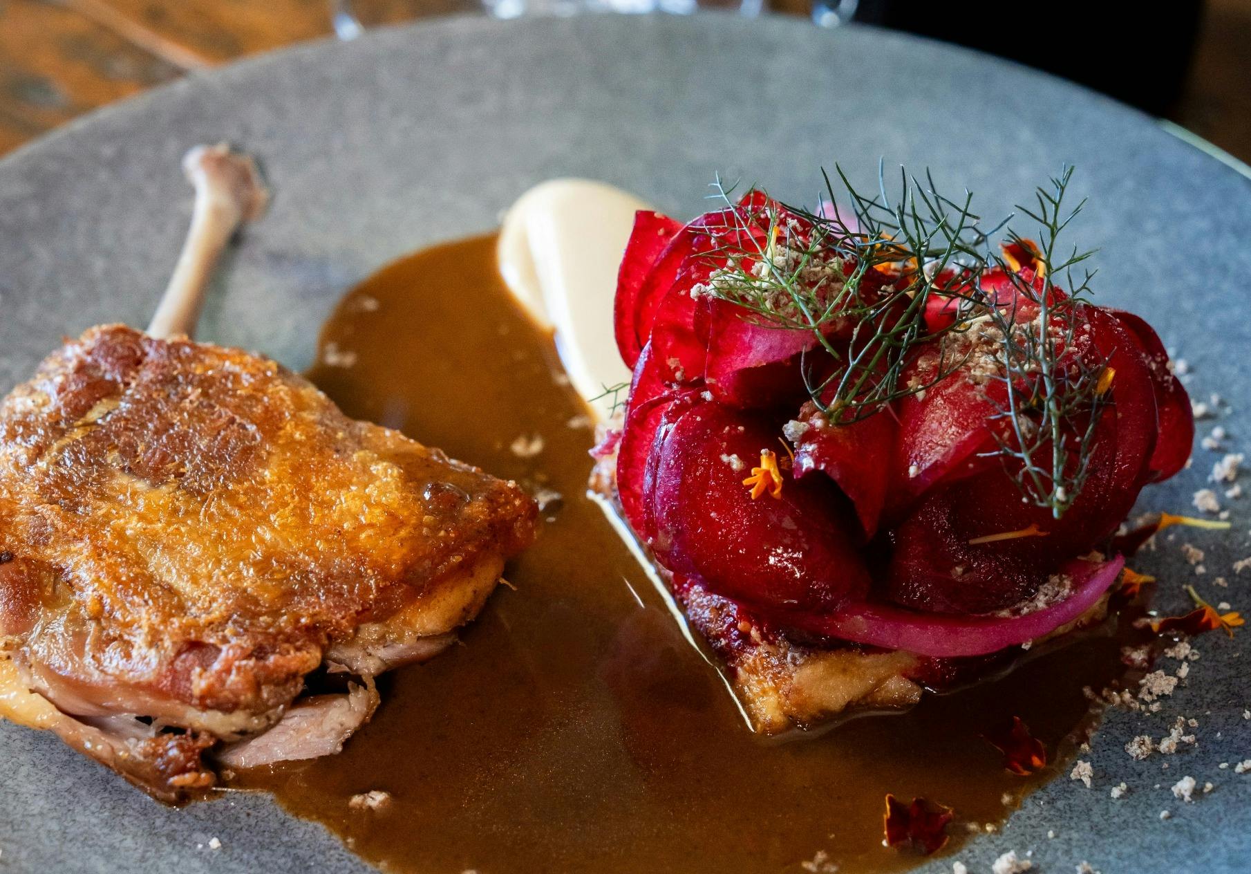 Duck dish at Jones Winery Restaurant