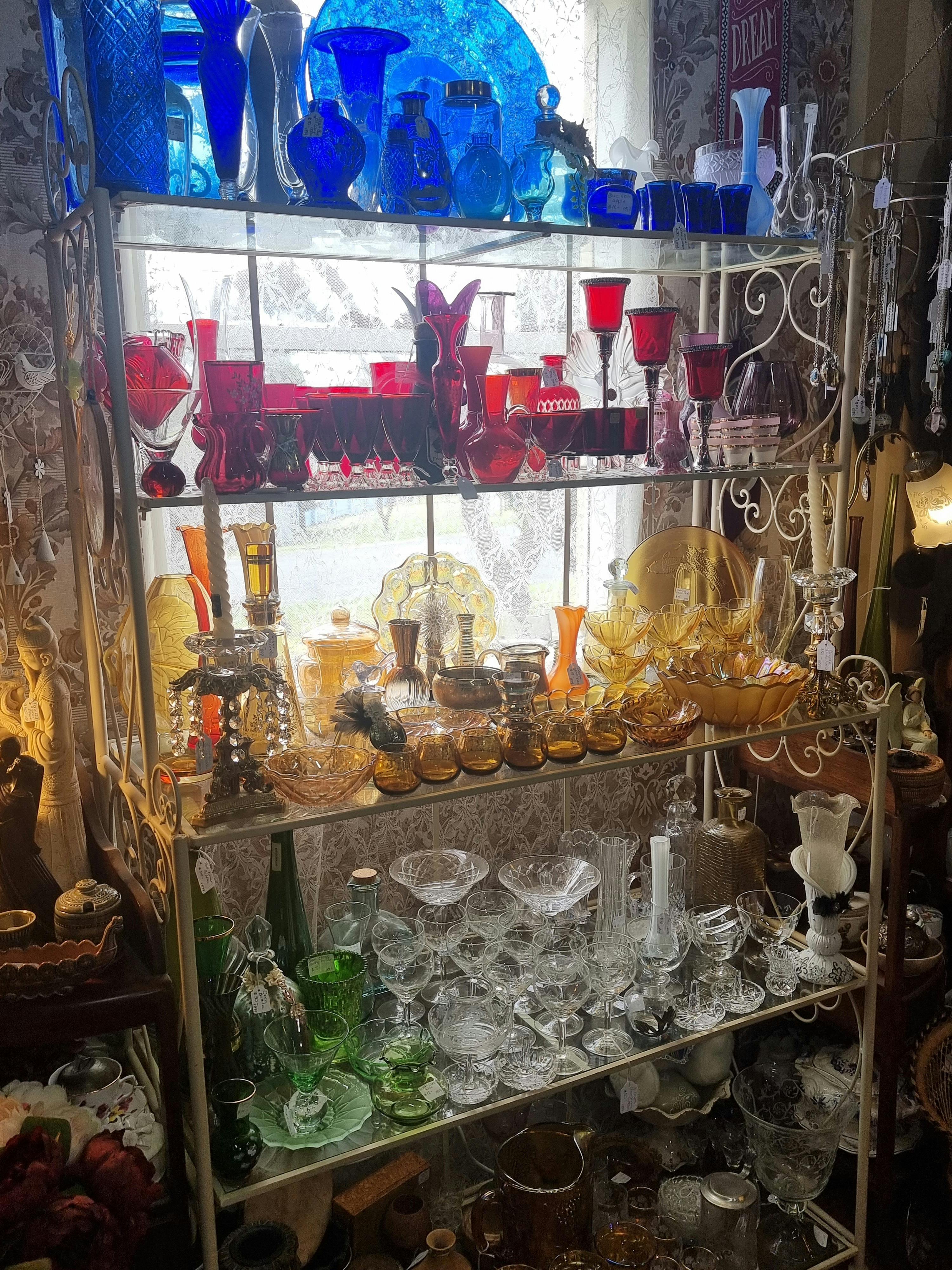 We have a huge range of coloured glass at the Ballarat Vintage & Collectables Market
