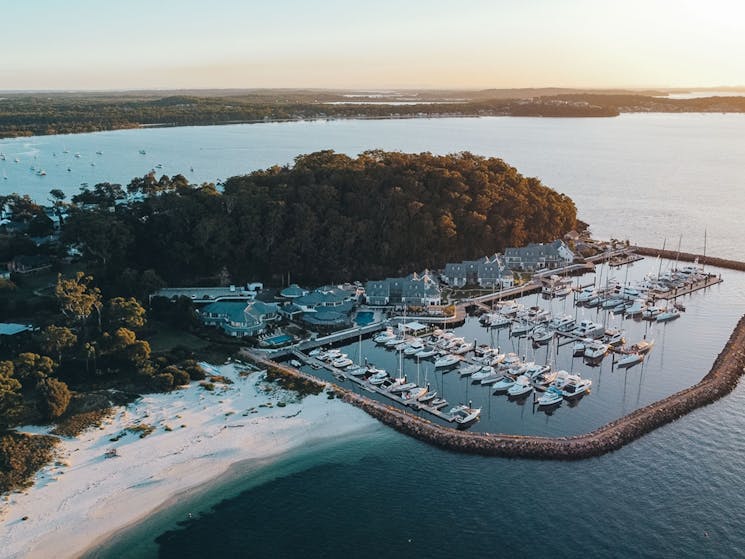 Drone image of hotel by the Anchorage marina