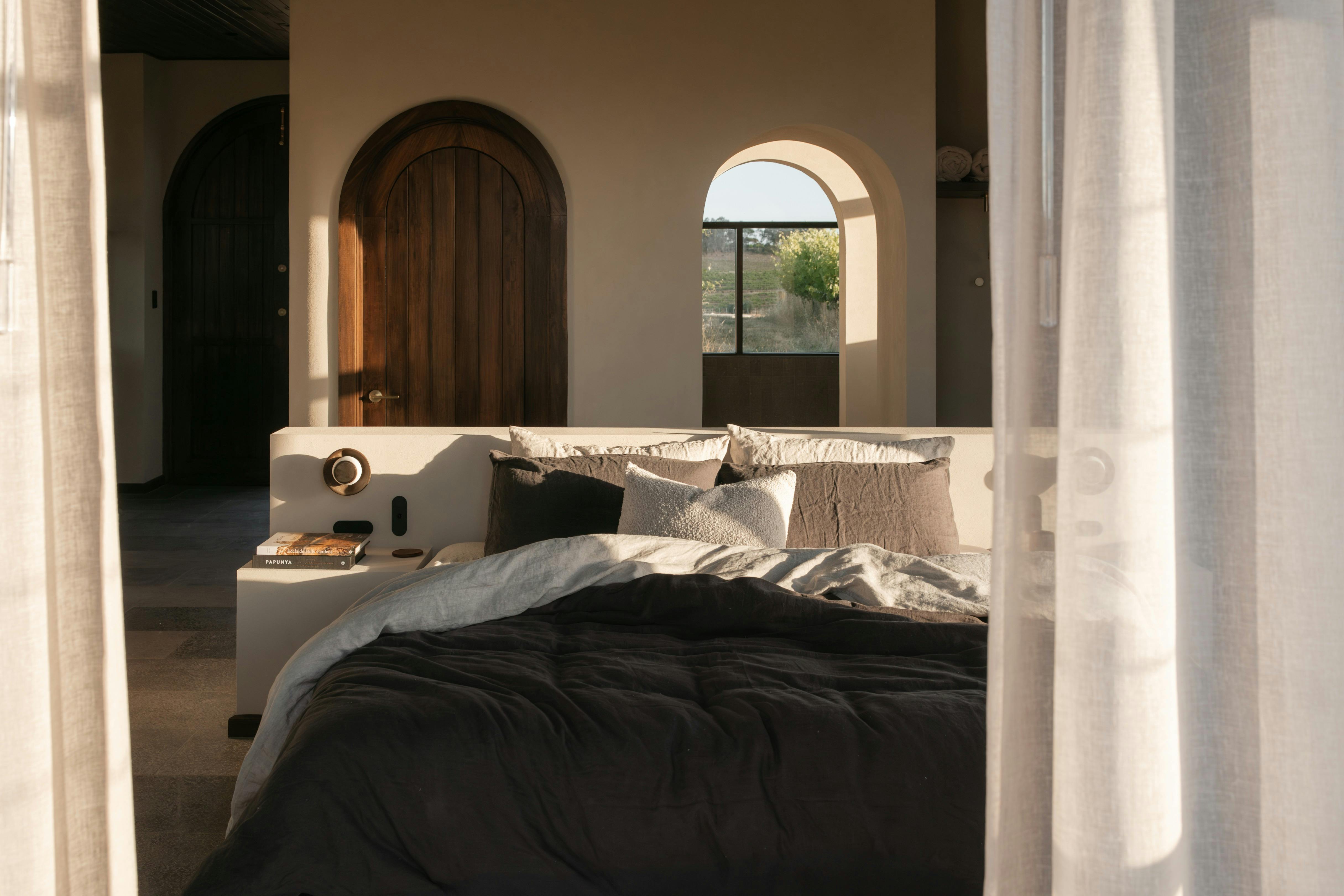 Each Retreat is fitted with king beds with French linen from Cultiver