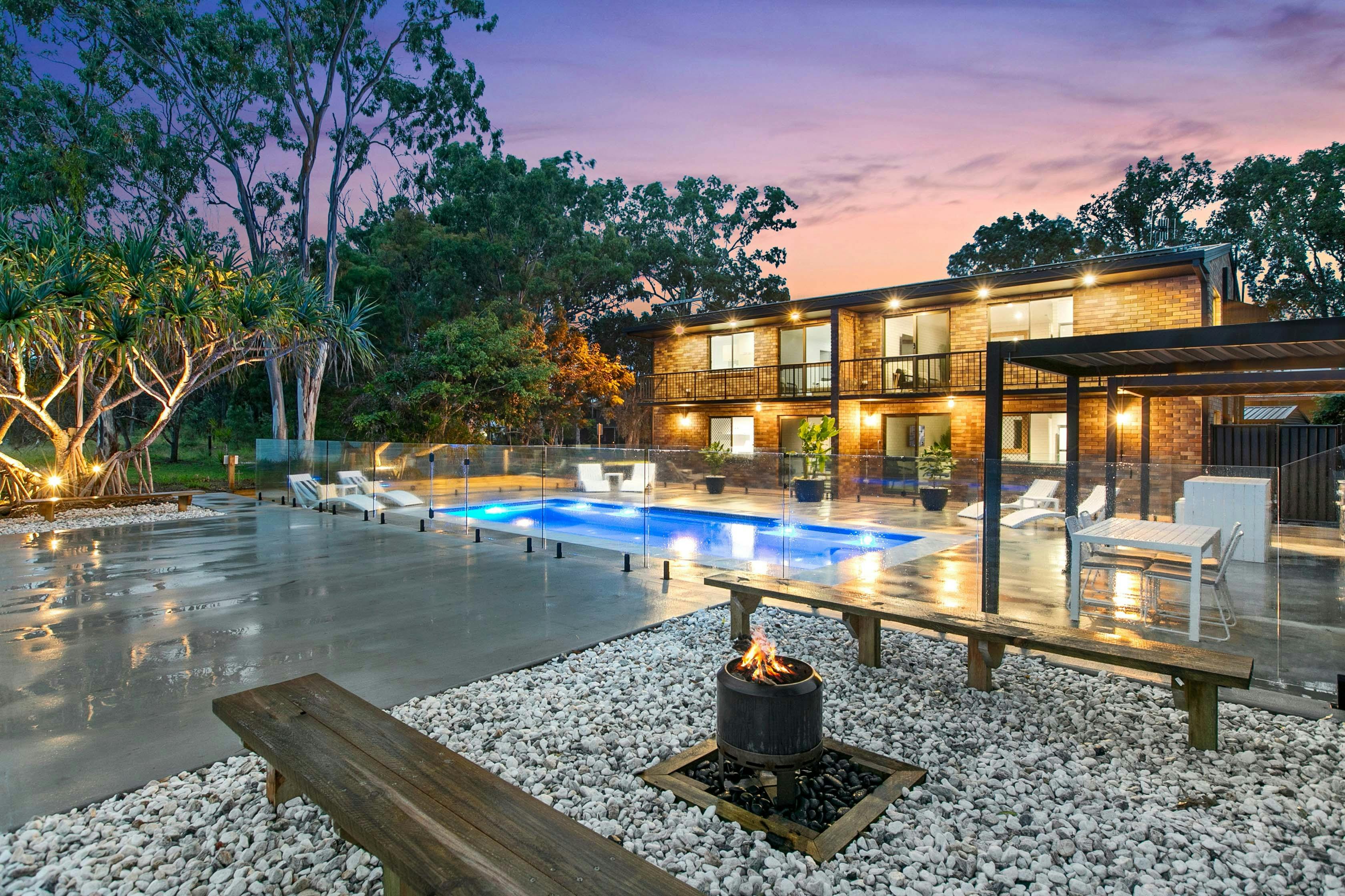 Fire pit, heated pool