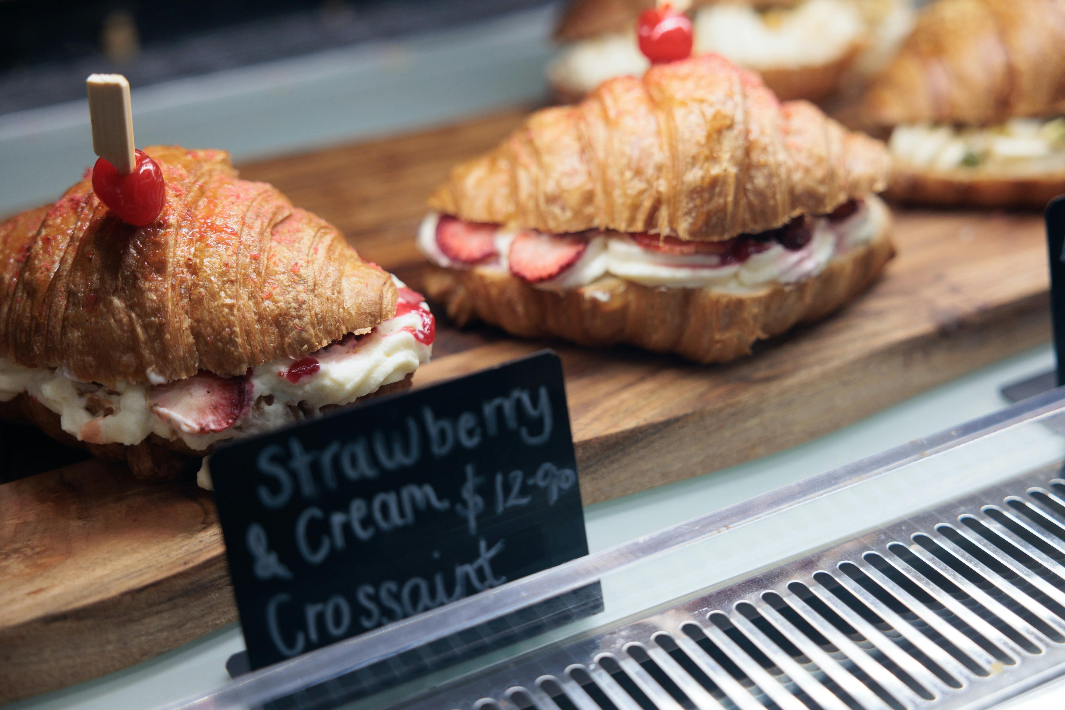 Image of croissant in pastry cabinet