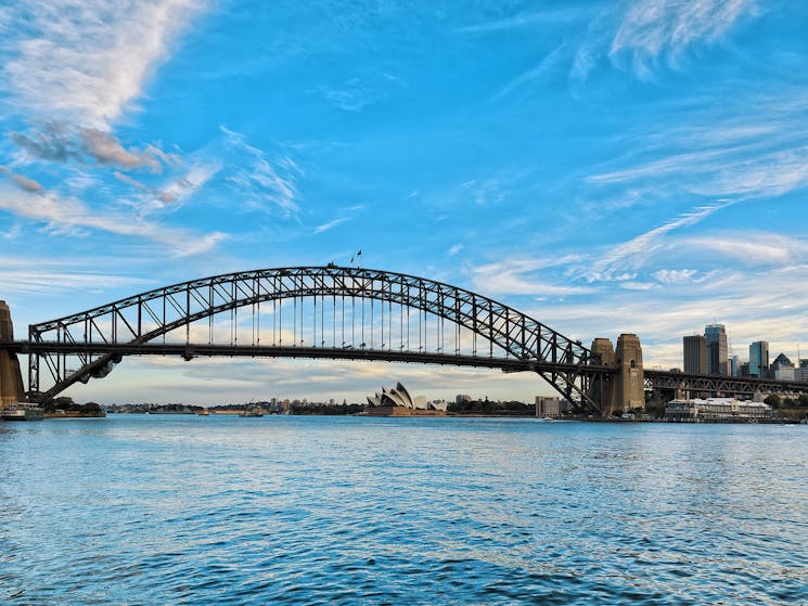 Epic views of the Sydney Harbour Bridge from a premium glass boat lunch cruise.