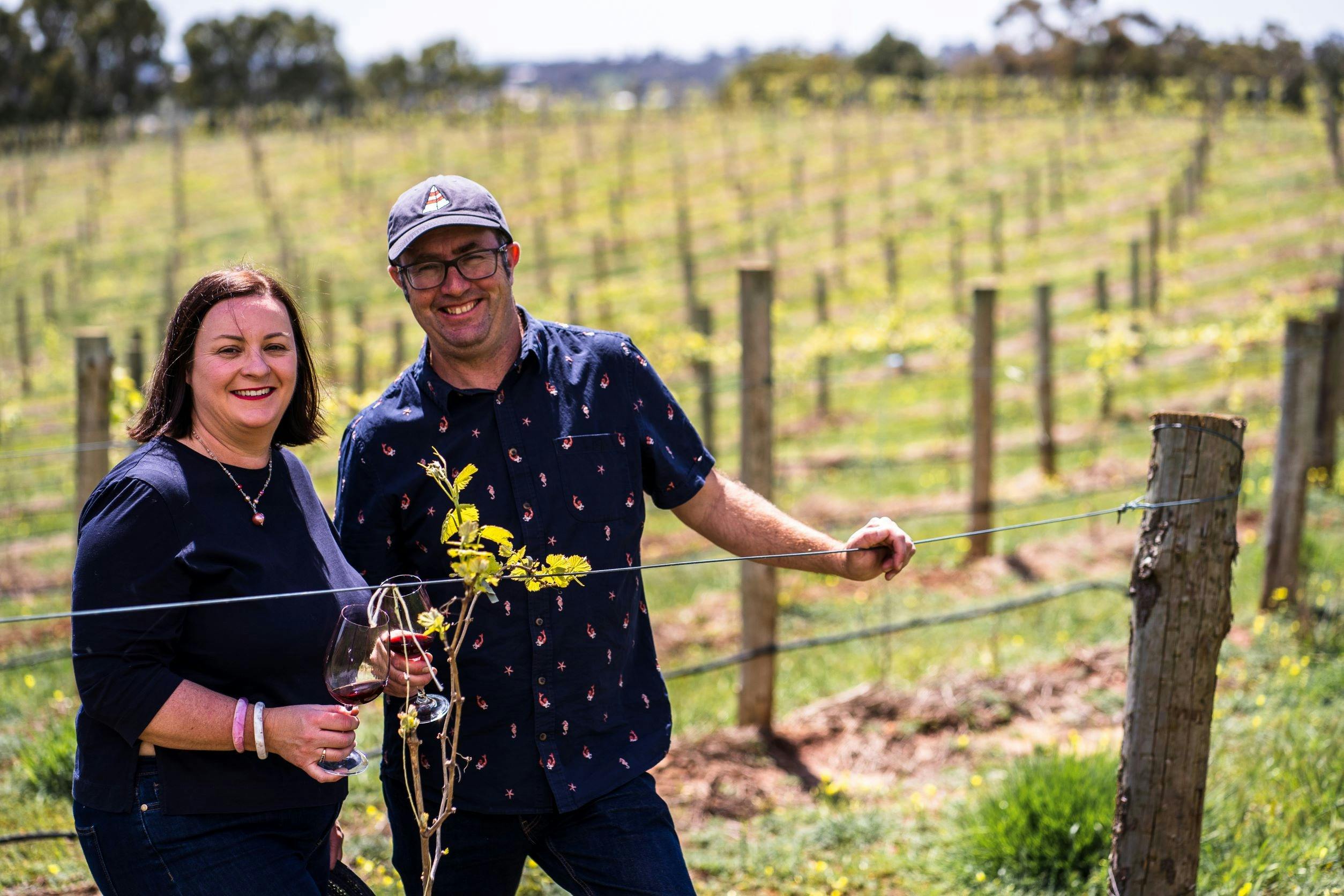 Paisley owners standing in the vineyard