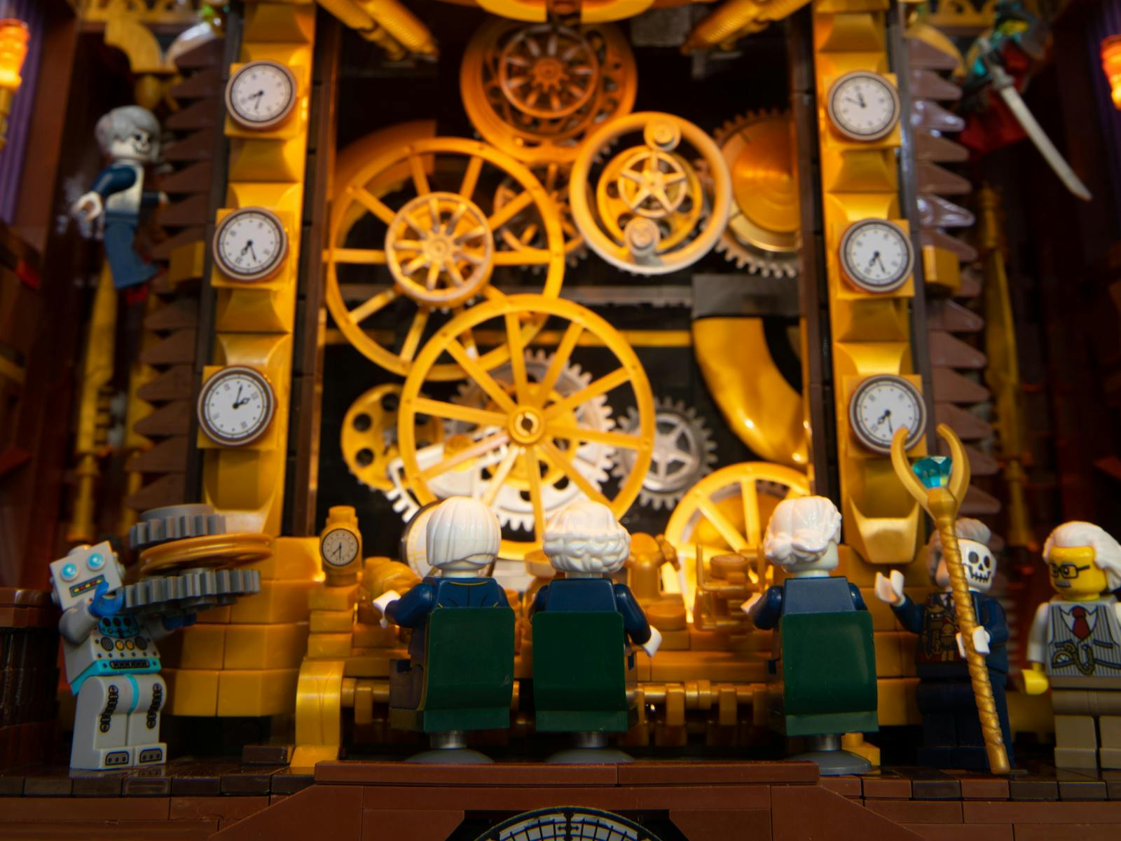 LEGO Minifigures gaze at time machine