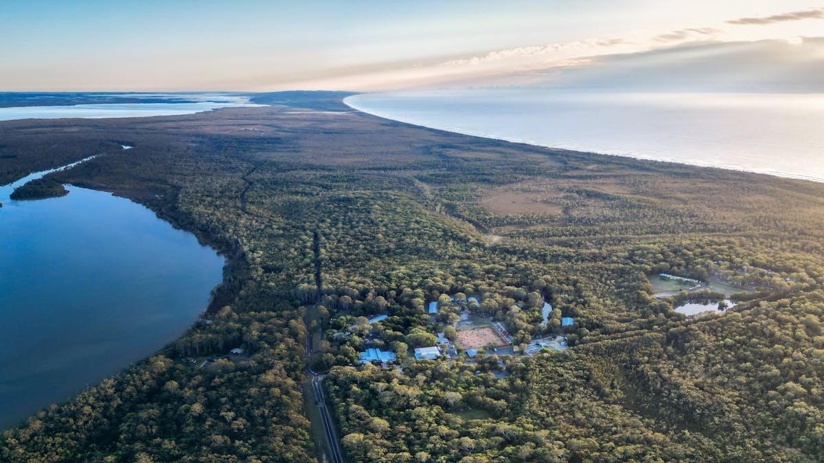 Aerial view of Noosa North Shore Retreat and surrounding area