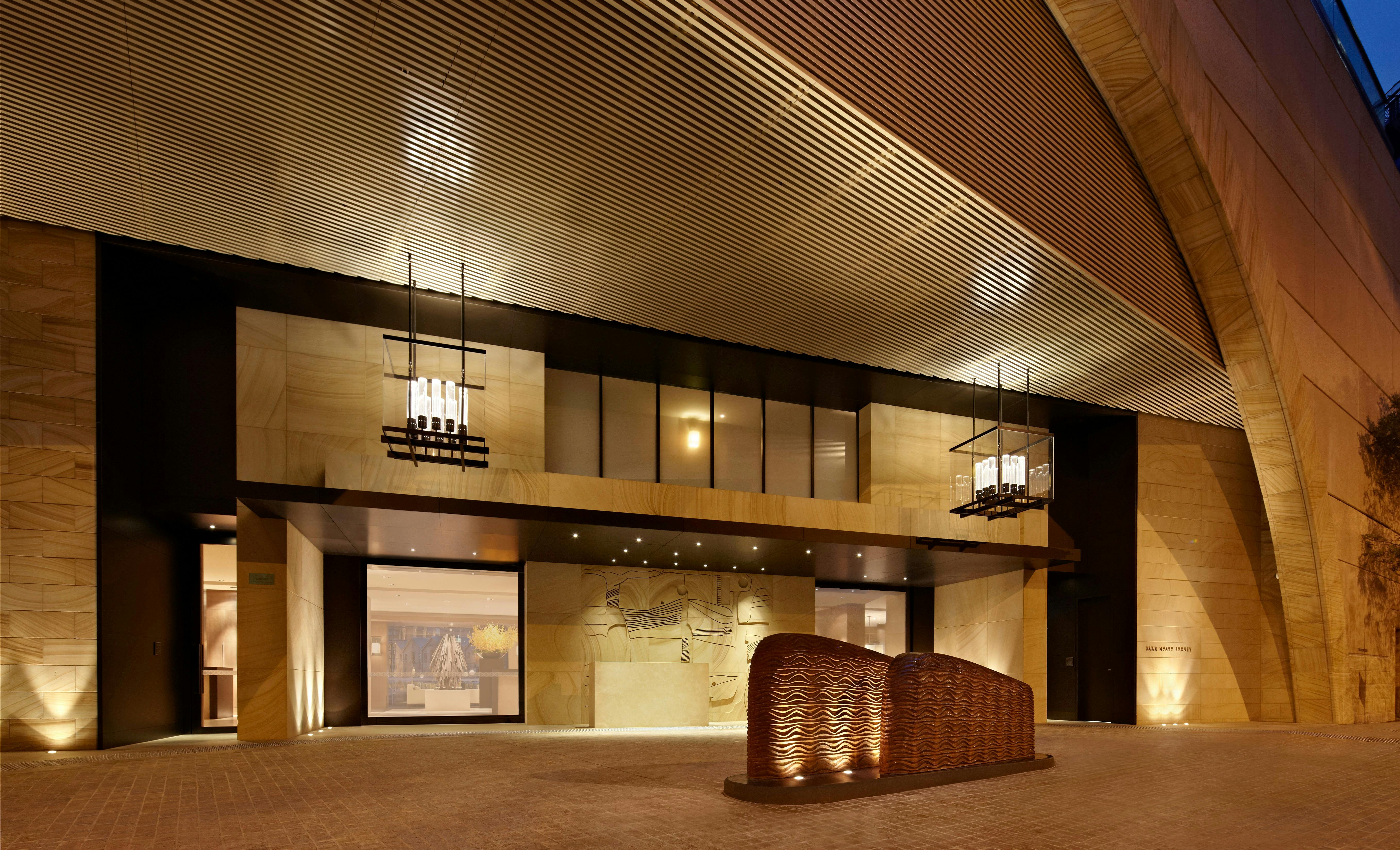 Main entrance sandstone driveway of Park Hyatt Sydney hotel
