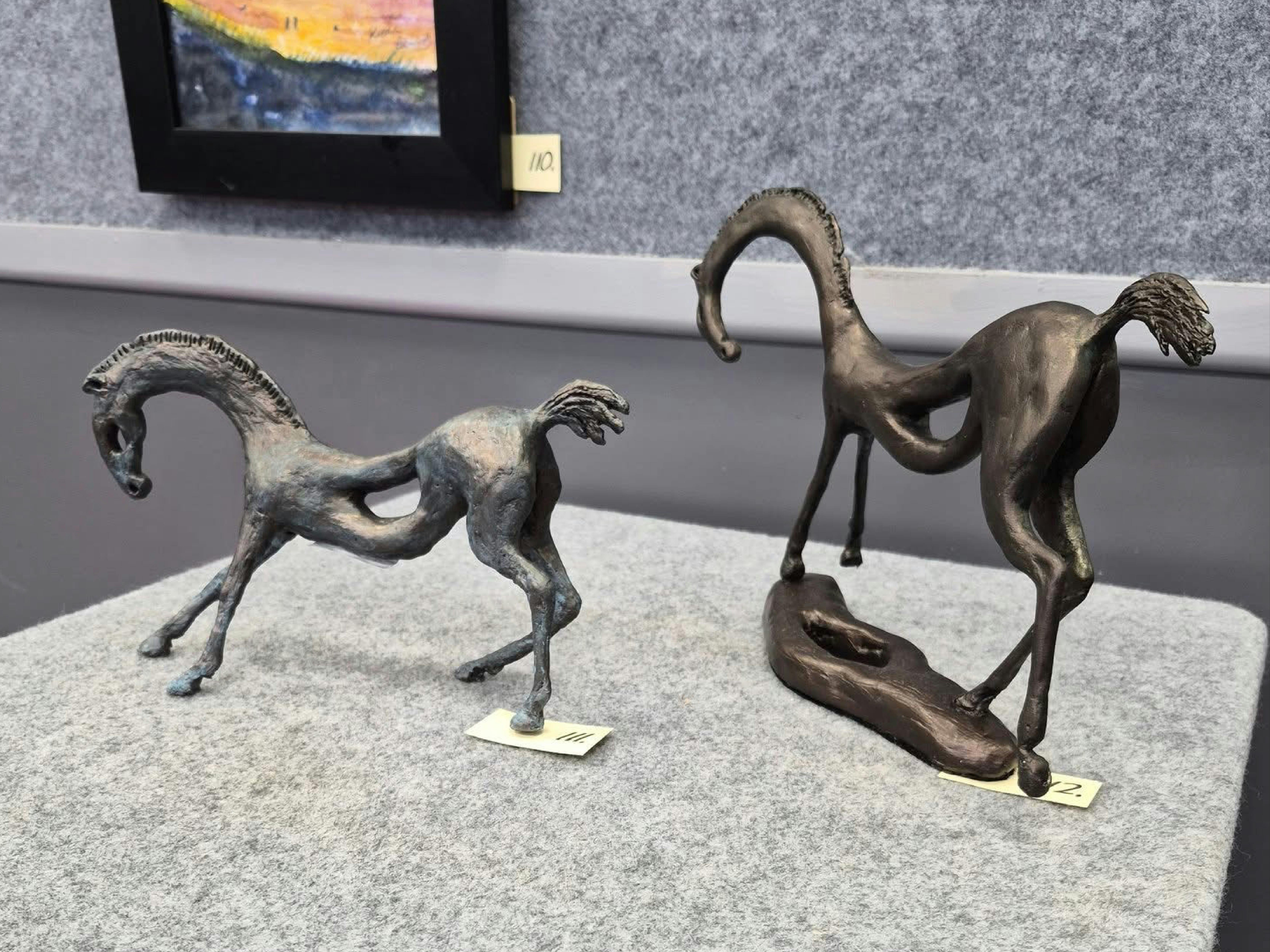 Contemporary Sculpture of two horse like figures in the Cassino Gallery