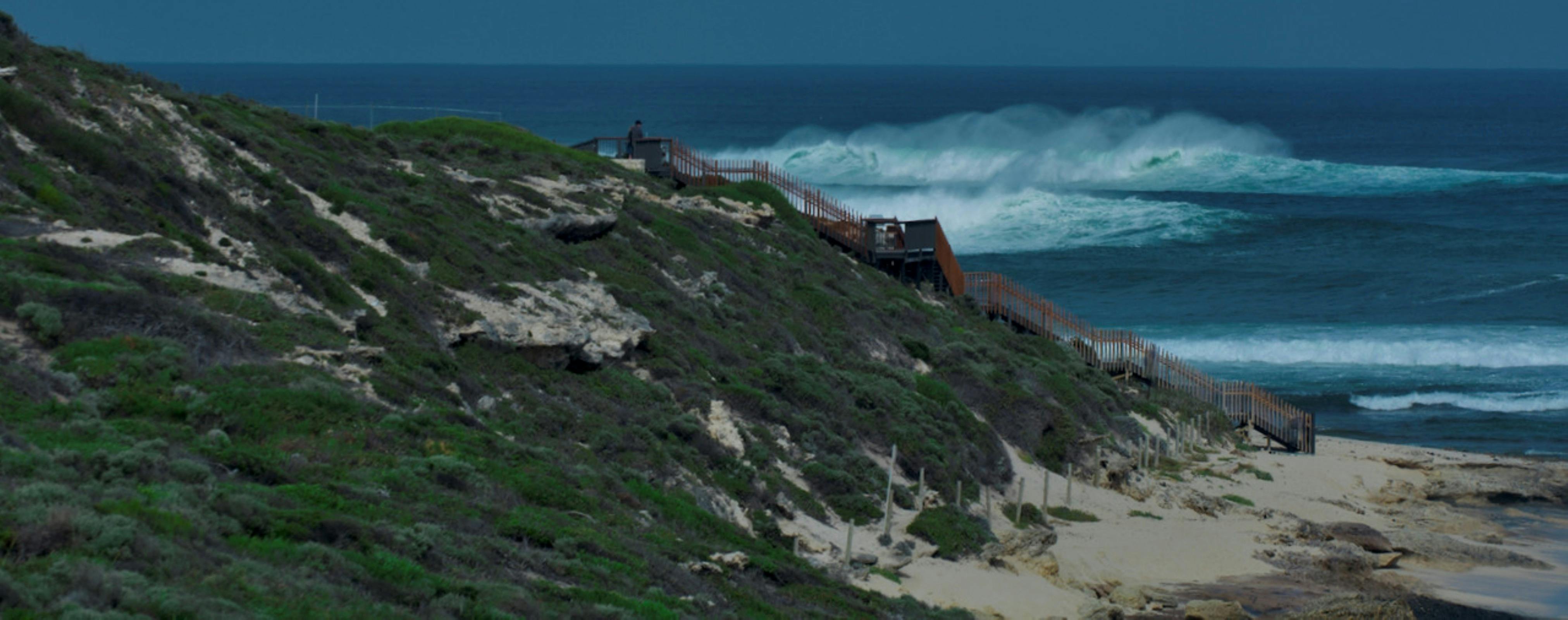 Headland views of big surf