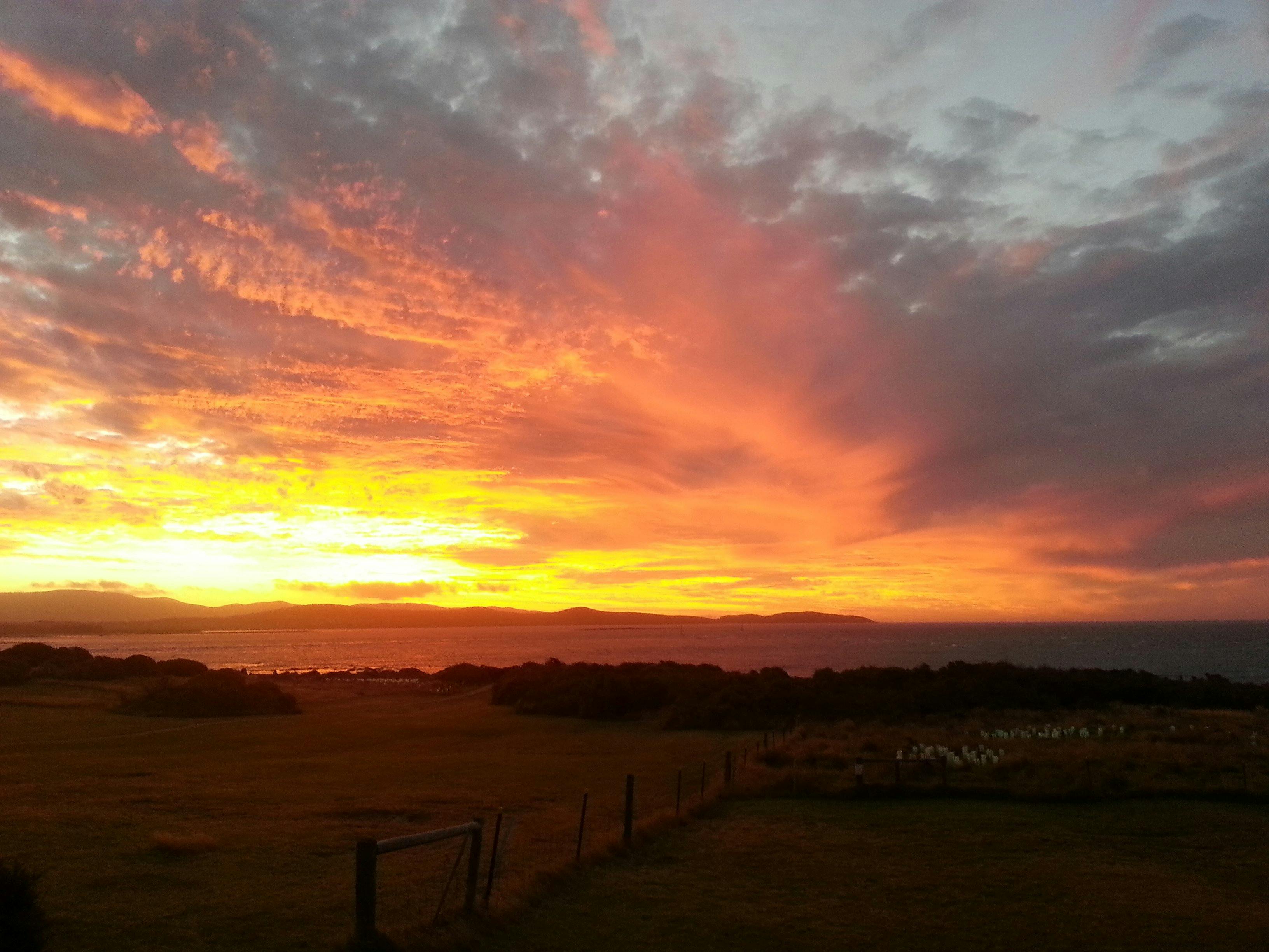 Sunset over Low Head at the penguin tour