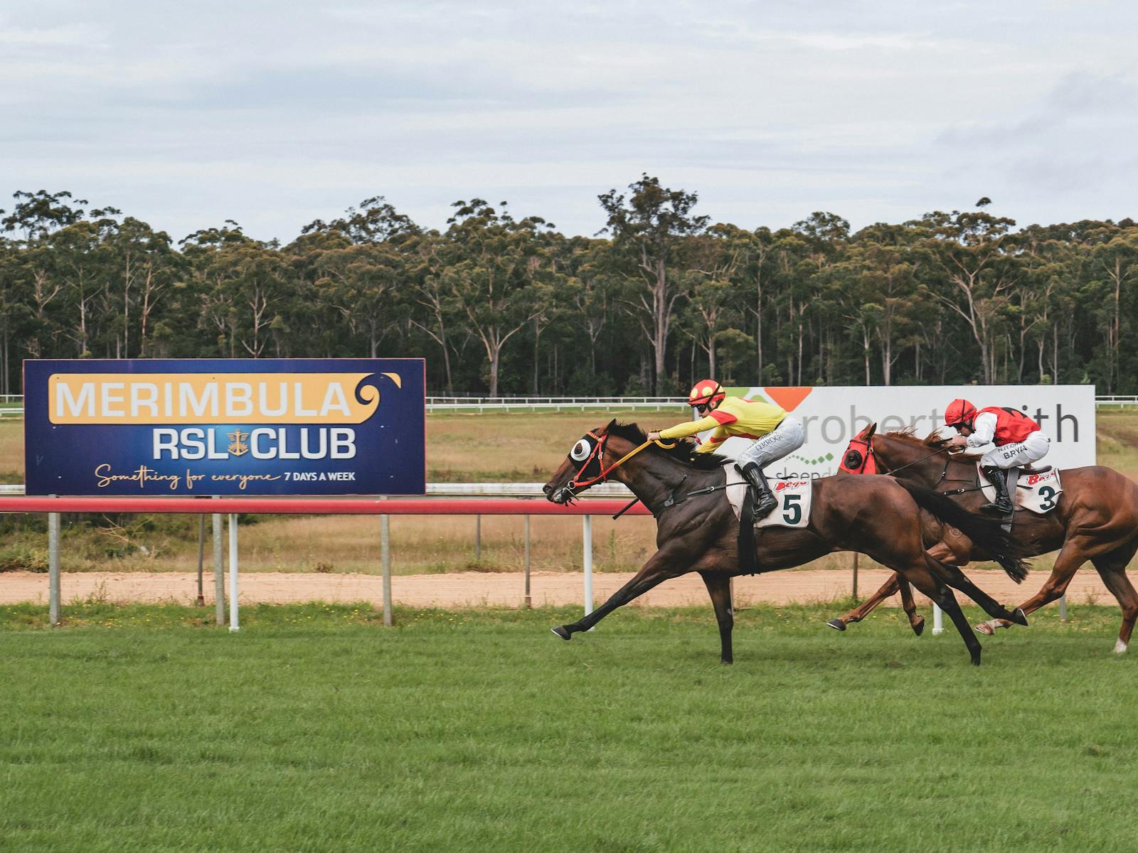 Racing along the straight at Sapphire Coast Turf Club