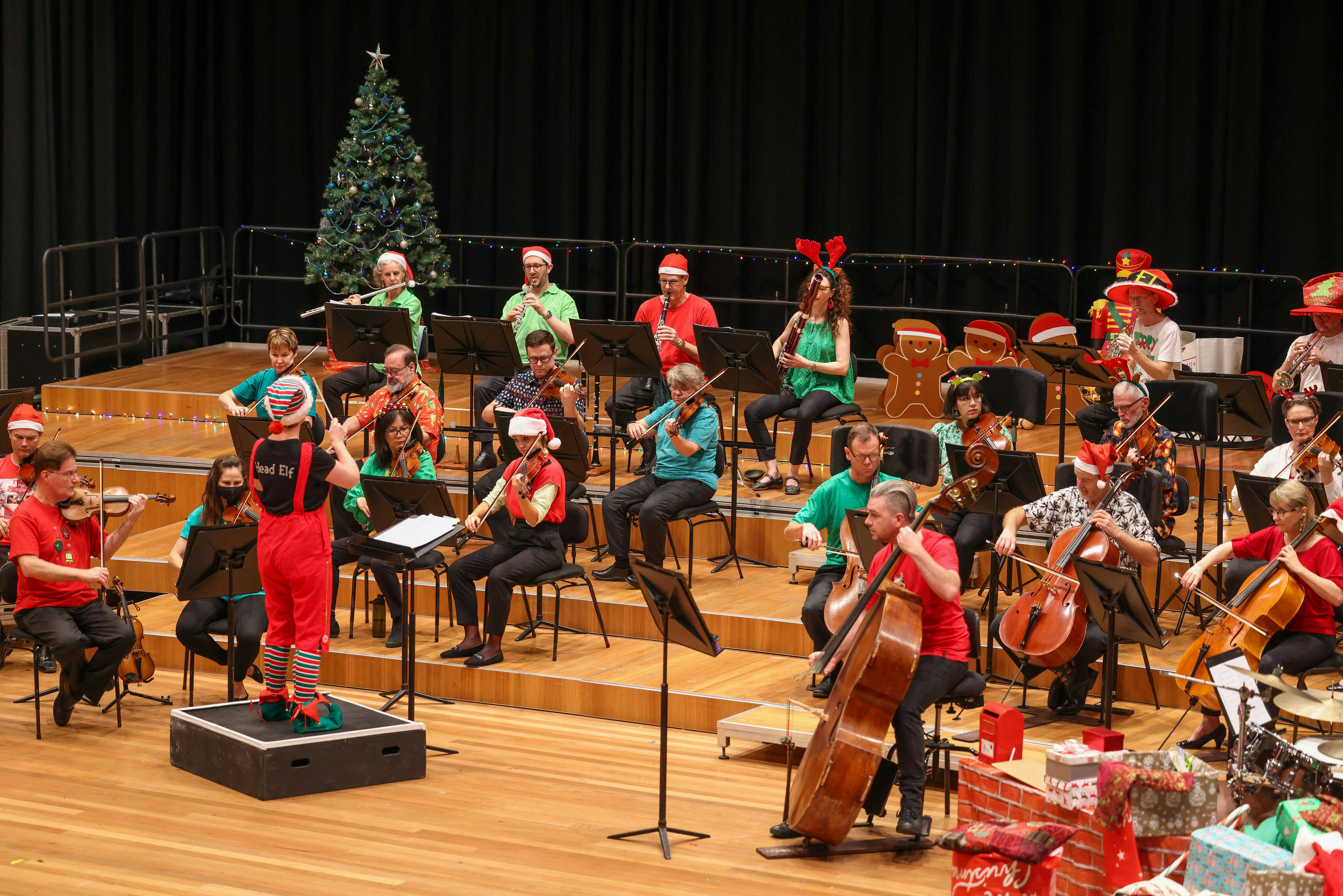 Image of orchestra dressed festively