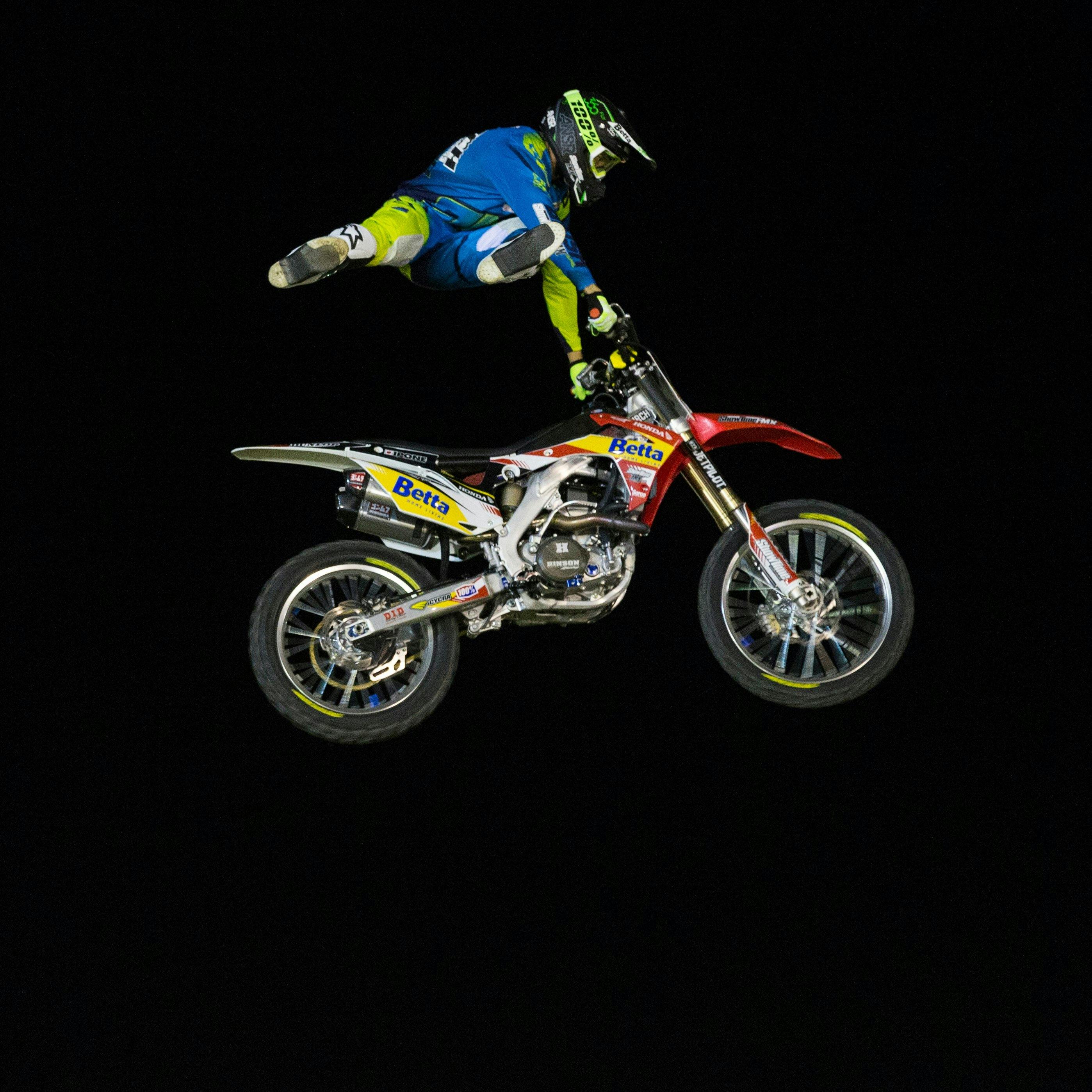 Showtime FMX bike and rider in mid air