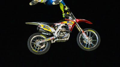 Showtime FMX bike and rider in mid air