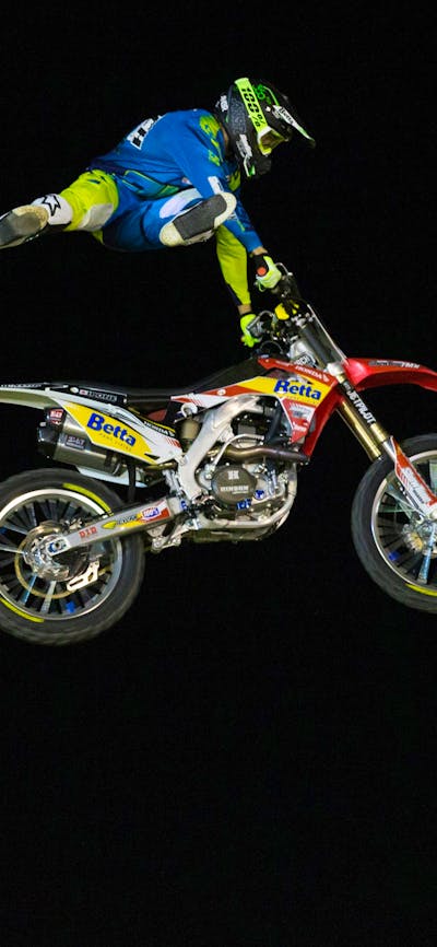 Showtime FMX bike and rider in mid air