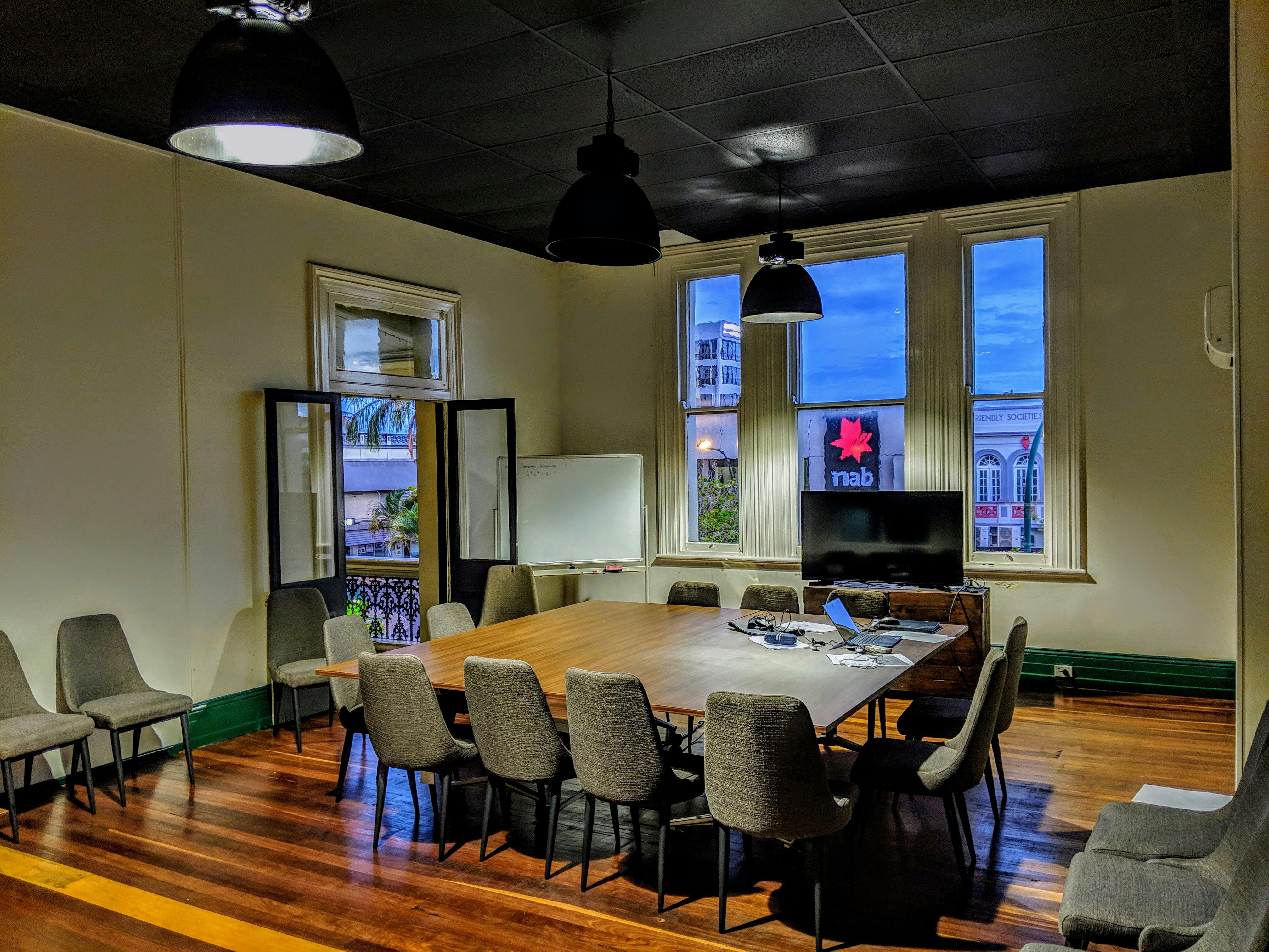 This is a photo of a boardroom which can be hired at the Generator facility in Bundaberg