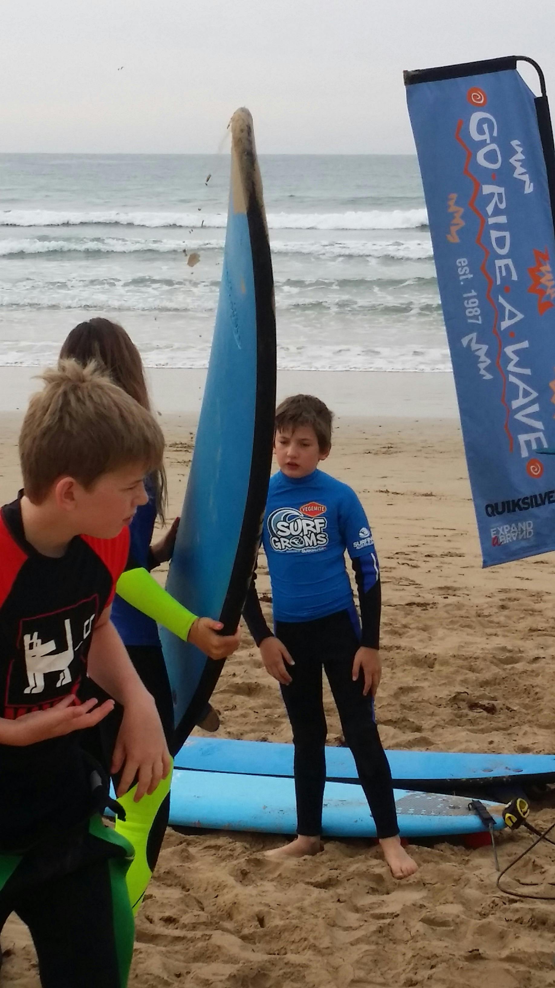 Getting ready for surf lesson